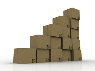 3d rendering Cardboard boxes on wooden pallet