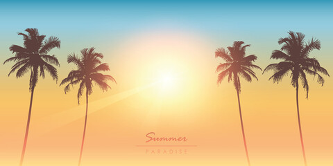 Fototapeta na wymiar tropical summer paradise sunny background with palm tree vector illustration EPS10