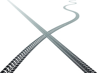 Vector Print Textured Tire Track . Design Element .Bike thread silhouette