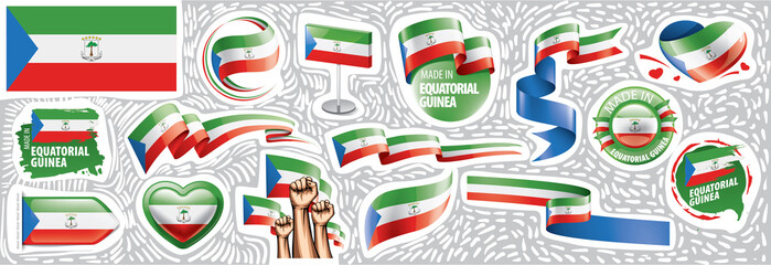 Vector set of the national flag of Equatorial Guinea in various creative designs