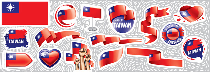 Vector set of the national flag of Taiwan in various creative designs