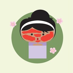 woman having tomato face pack