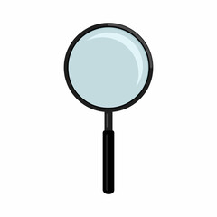 Flat-style magnifying glass isolated on a white background.