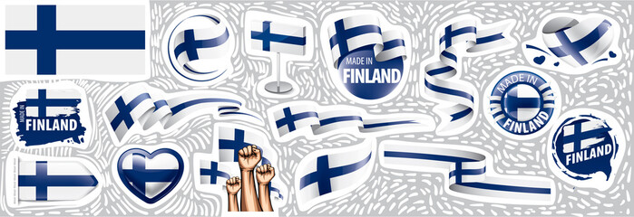 Vector set of the national flag of Finland in various creative designs