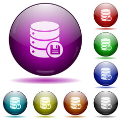 Database save icon in glass sphere buttons