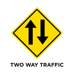 two way traffic - traffic sign icon vector design template