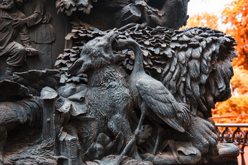 Hero of Krylov's fable, on the pedestal of his monument, Summer garden.