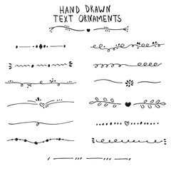 Hand drawn vector set of calligraphic design elements, ornaments and dividers