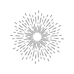 Sun burst, star burst sunshine. Radiating from the center of thin beams, lines.