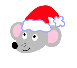 Cartoon Stylized Adorable Christmas Mouse Emoticon