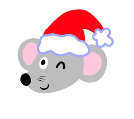 Cartoon Stylized Adorable Christmas Mouse Emoticon