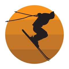 silhouette of a skier
