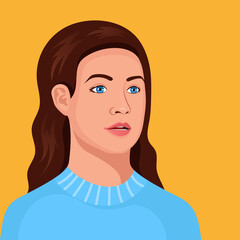 Surprised woman poster on yellow background