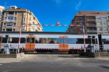 Train crossing the city