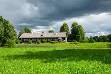 Countryside estate in the Puskinskiye Gory, Russia. Horizontal image.