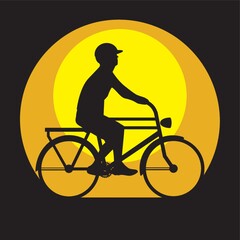 Fototapeta na wymiar silhouette of a man cycling