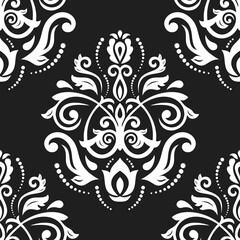 Classic seamless vector pattern. Damask orient black and white ornament. Classic vintage background. Orient ornament for fabric, wallpaper and packaging