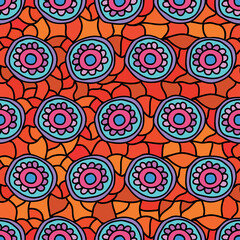 Colorful abstract African seamless ethnic pattern. Hand drawn vector. Tribal design element.