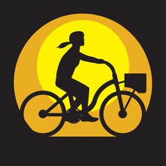 Obraz premium silhouette of a woman cycling