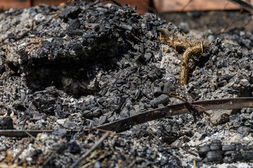 closeup of fire burned down