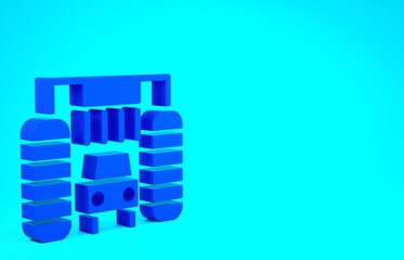 Obraz premium Blue Car wash icon isolated on blue background. Carwash service and water cloud icon. Minimalism concept. 3d illustration 3D render.