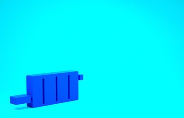 Obraz premium Blue Car muffler icon isolated on blue background. Exhaust pipe. Minimalism concept. 3d illustration 3D render.