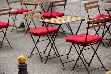 iron table and chair on street