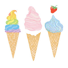 Vector collection of ice cream. Hand drawn illustration