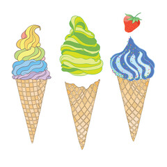 Vector collection of ice cream. Hand drawn illustration