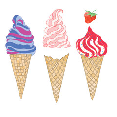 Vector collection of ice cream. Hand drawn illustration