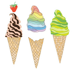 Vector collection of ice cream. Hand drawn illustration