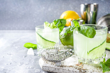 Cucumber basil smash cocktail