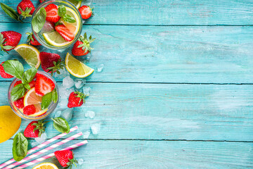 Strawberries and basil lemonade