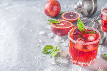 Skinny blood orange basil lemonade cocktail