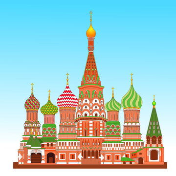 The Cathedral of Vasily the Blessed or Saint Basil Cathedral drawing in vector