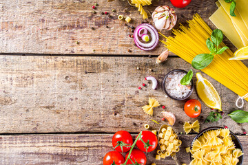 Assortment set of various pasta