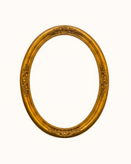 vintage gold oval frames or photo frame elegant isolated on white background