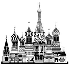 Naklejka premium The Cathedral of Vasily the Blessed or Saint Basil Cathedral drawing in vector