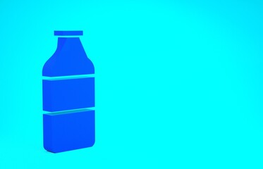 Blue Closed glass bottle with milk icon isolated on blue background. Minimalism concept. 3d illustration 3D render.