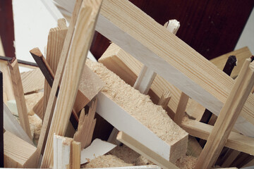 A stack of wooden rests materials