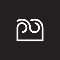 abstract letter pb curves geometric line wavy logo vector