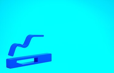 Blue Cigarette icon isolated on blue background. Tobacco sign. Smoking symbol. Minimalism concept. 3d illustration 3D render.