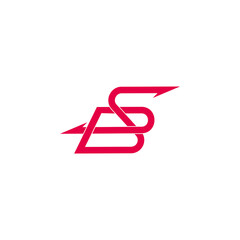 letter sb linked overlap arrows motion logo vector
