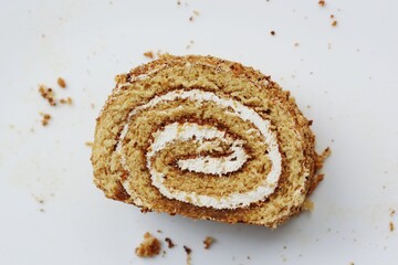 Fototapeta premium Fresh Napoleon cake in a white plate