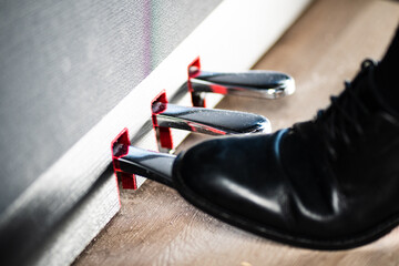 shoes piano pedals with wood floor