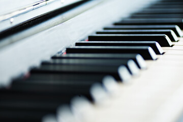 close up of piano keys black and white