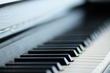 close up of piano keys black and white