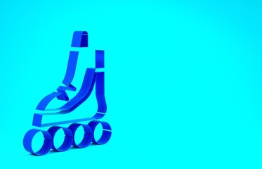 Blue Roller skate icon isolated on blue background. Minimalism concept. 3d illustration 3D render.