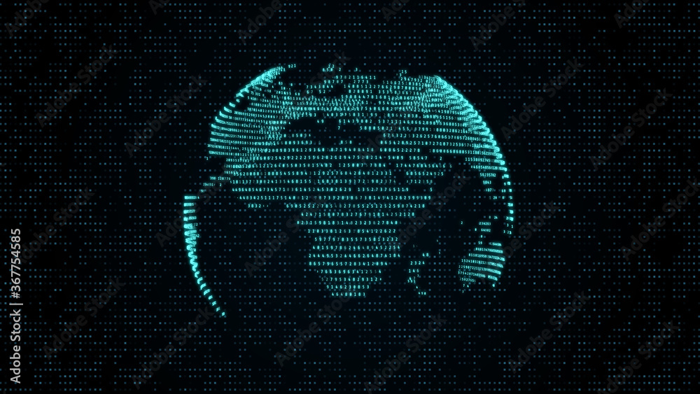 Poster digital data number world map scientific technology telecommunication network illustration backgroun