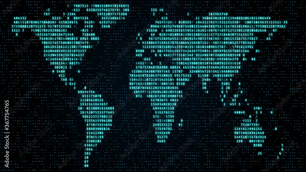 Aufkleber digital data number world map scientific technology telecommunication network illustration backgroun